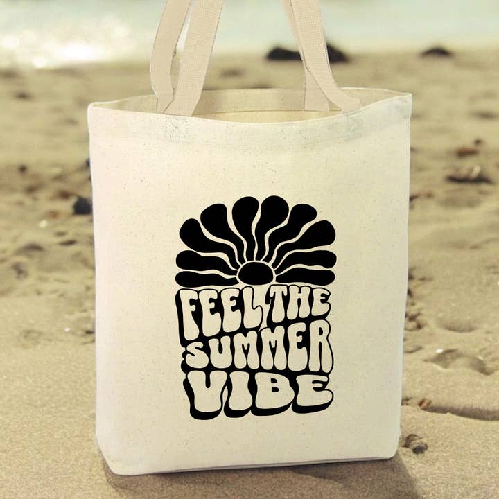 Feel The Summer Vibes Canvas Tote Bag for wholesale by Anna B. Shop