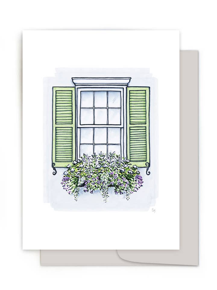 Cartão de felicitações Flower Box - Grey & Green House por atacado de Texture Design Co