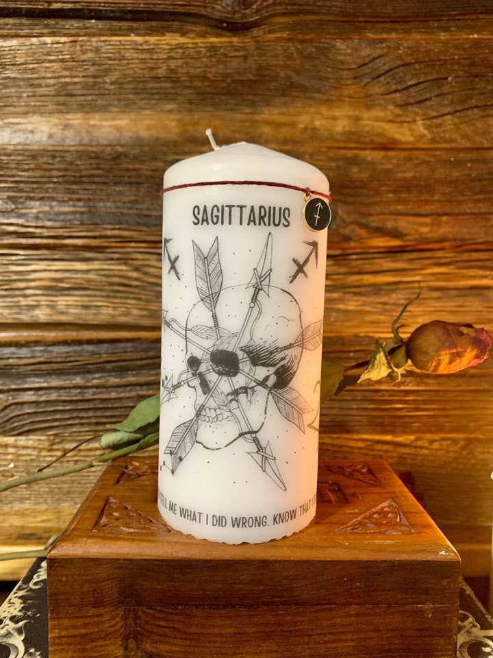 Sagittarius Zodiac Decor Candle for wholesale by Krimson Canvas
