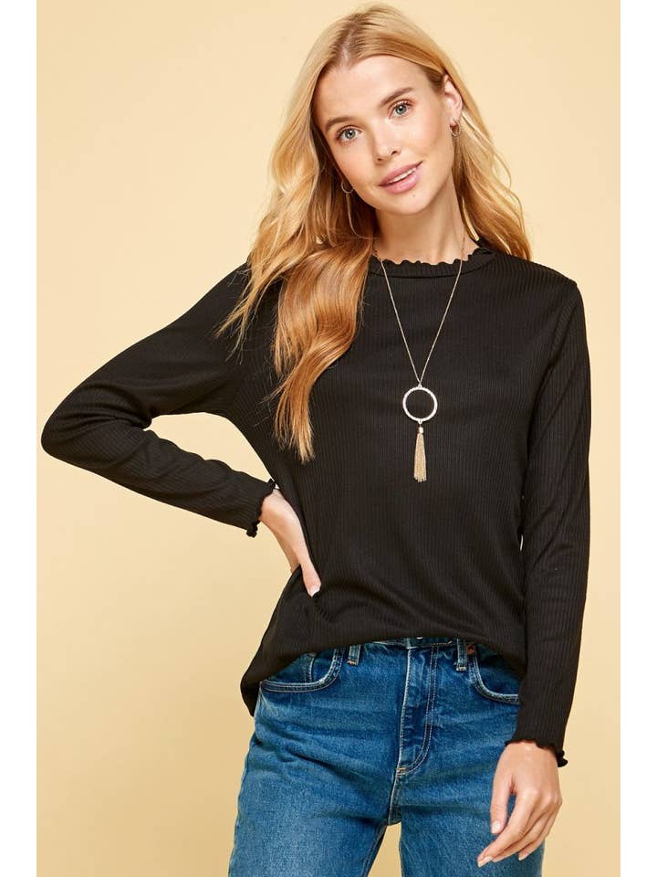 Vanilla Monkey - Wholesale Knit Top - Women's - Ribbed Mock Neck Long Sleeve Top0