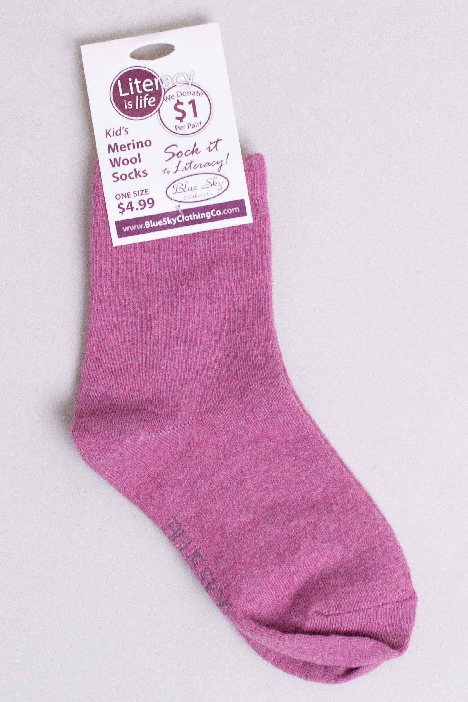 Blue Sky Clothing Co LLC – wholesale Socks – Child – Little Ones' Merino Wool Socks for Literacy5
