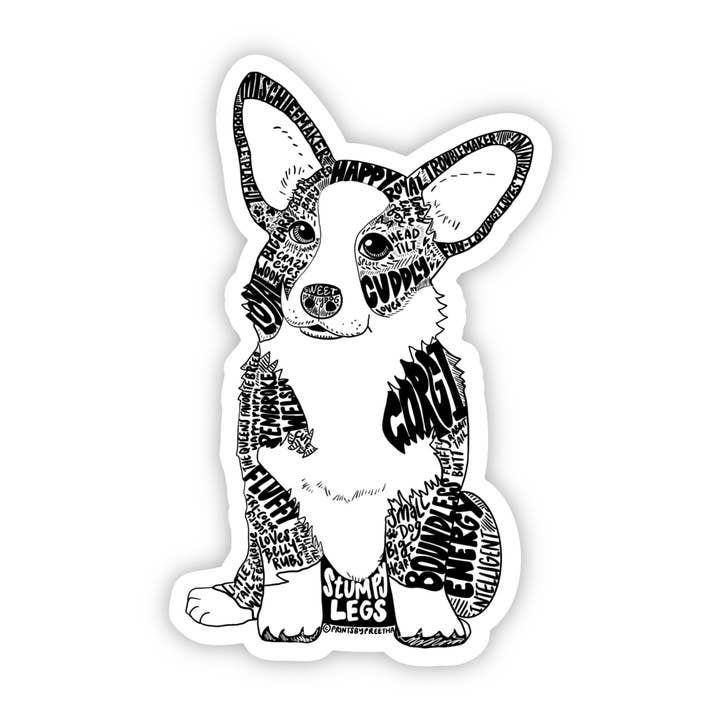 Corgi Dog 4-inch Vinyl Sticker, Pet Stickers for wholesale by Prints By Preetha