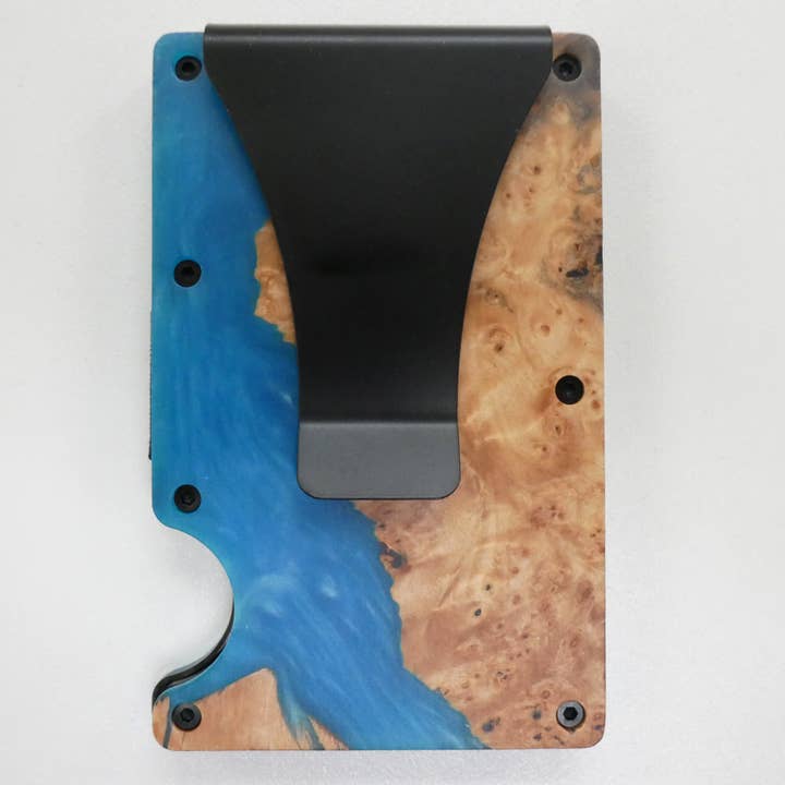 Maison Custom - Wholesale Card Holder - Men's - Wood/Resin RFID Minimalist Wallet Card Holder Money Clip