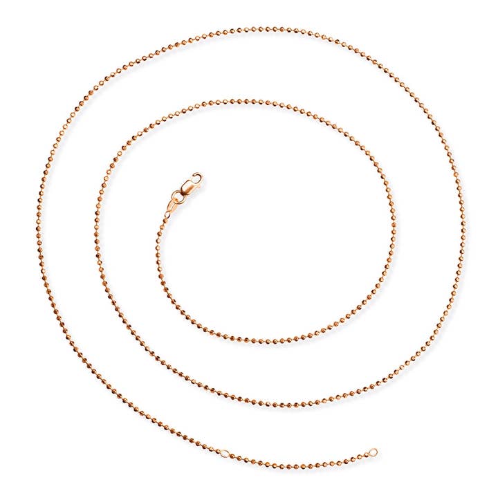 Faceted rose gold-plated silver chain in 80+85 cm for wholesale by Heartbreaker designd by Drachenfels