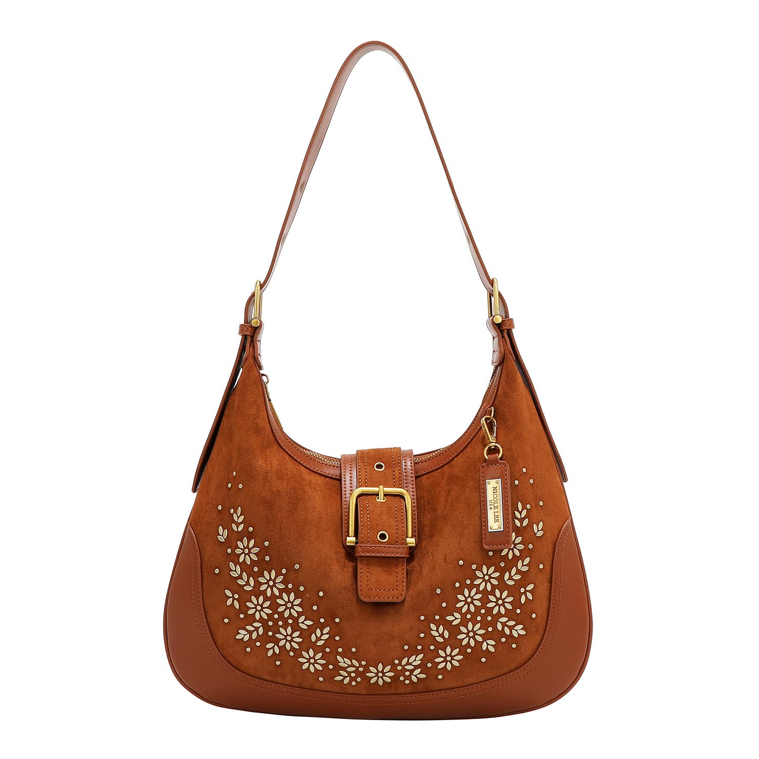 Nicole Lee USA – wholesale Shoulder bag – women's – FLORAL LEAF CRESCENT SHOULDER BAG

8