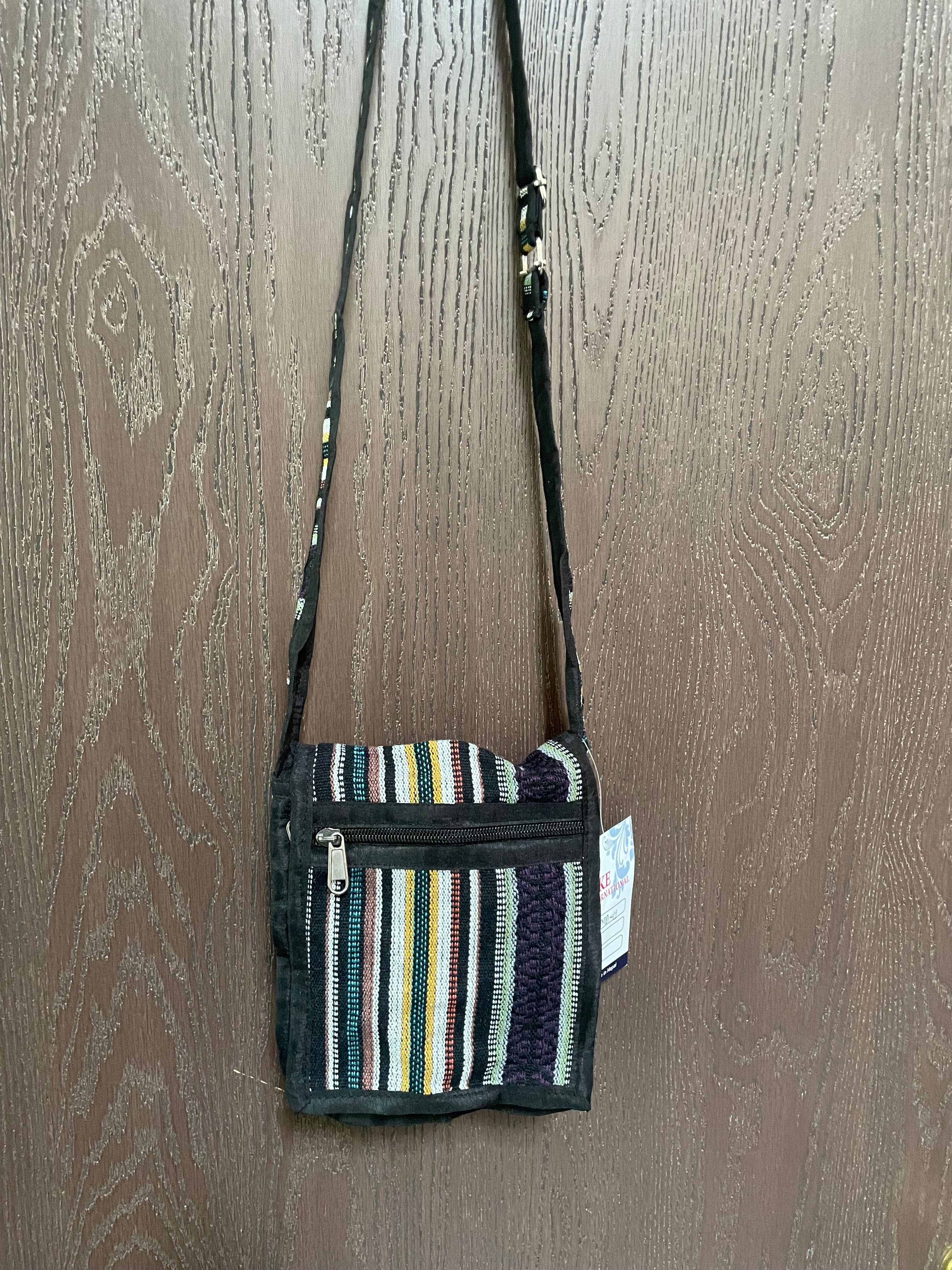 Like International - Vente Sac porté épaule – femme - Adorable coton passeport voyage trois poches rayure ajustable6