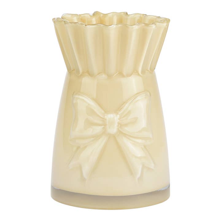 Vaas met strik van glas, Wit (B/H/D) 12x18x12cm voor wholesale door Wurm