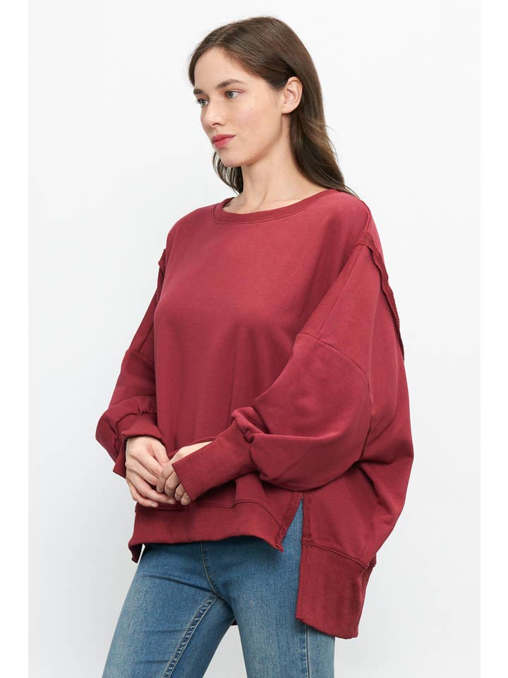Newbury Kustom - Wholesale Sweatshirt - Women's - 50965 - BOXY FIT SEAM DETAIL SWEATSHIRTS69