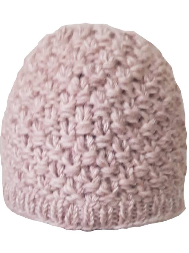 Knitted Wool Beanie Hat Pink for wholesale by Earth Divas