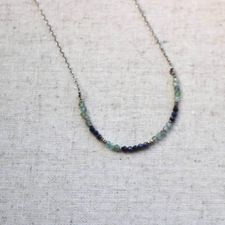 Sapphire and Aquamarine Necklace for wholesale by LA DE DA Jewelry
