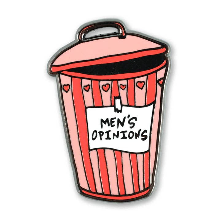 Men's Opinions Hard Enamel Feminist Pin for wholesale by Page's Peaches