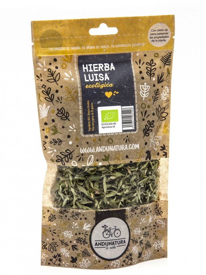 Feuilles de verveine citronnée en sachet kraft 20 g -ECO- pour la vente par Andunatura