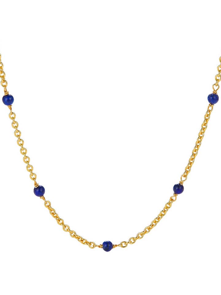 Ba Blue Lapis Gold Vermeil Beaded Necklace for wholesale by Janus