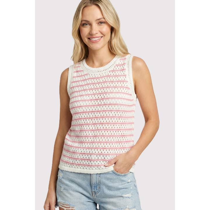 Gestreifter Pullover in Häkeloptik für den Großhandel von STACCATO