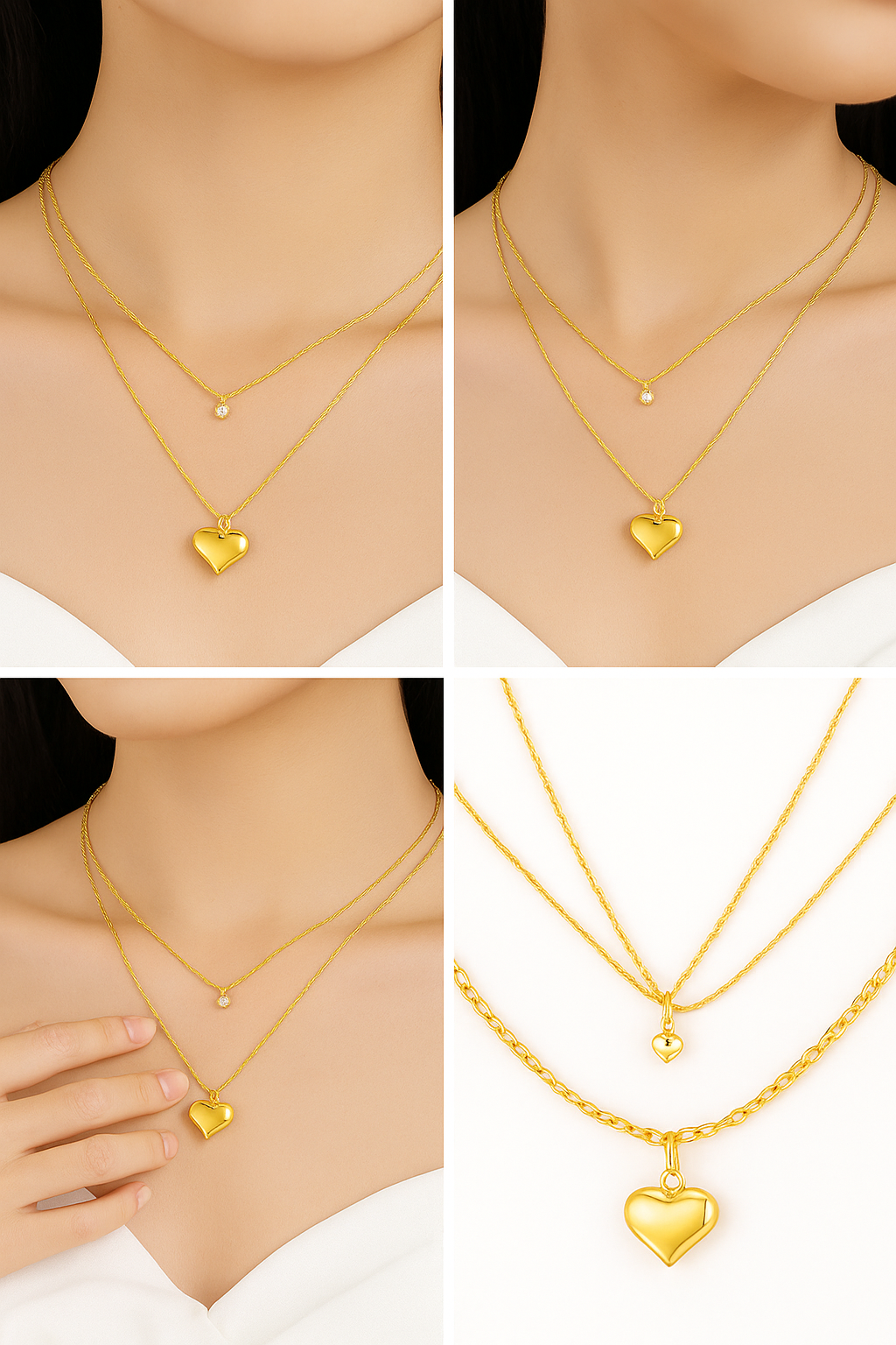 Gemscape UK – wholesale Link & chain necklace – Layered Gold Heart Pendant Necklace for Women – Dainty Gift9