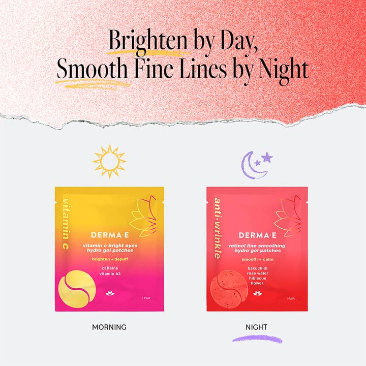 DERMA E - Wholesale Eye Treatment Mask - NEW Retinol Line Smoothing Hydro Gel Patches (5 pack)