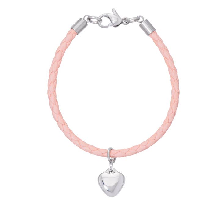 Roze leren armband - Hart voor wholesale door Lily Nily