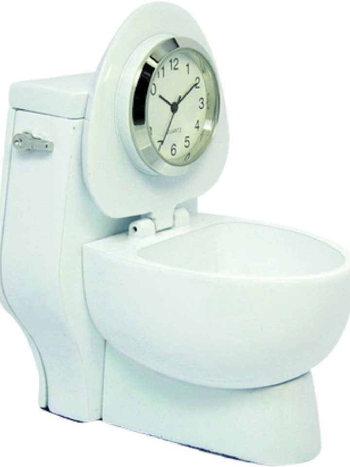 Toilet Clock in White for wholesale by sanis enterprises, inc