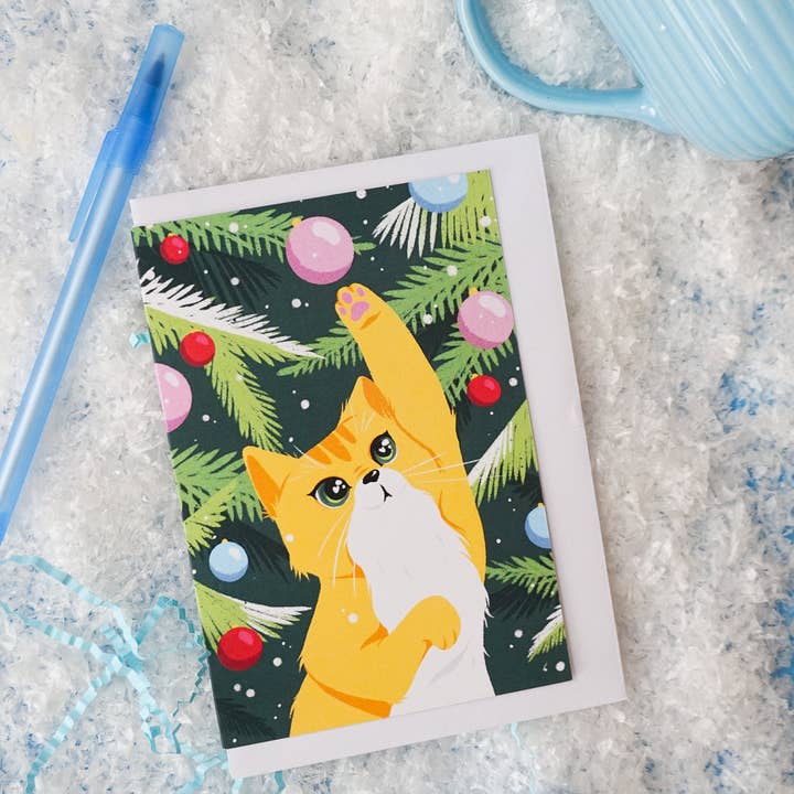 Creative Goodie - Wholesale Christmas Card - Merry Christmas Greeting Card with a cat1