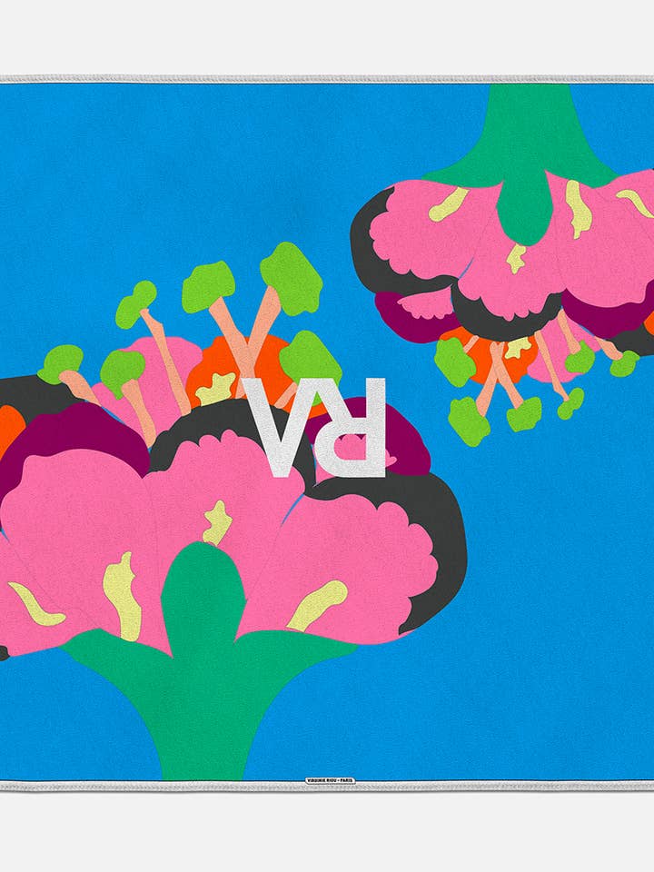 Sciarpa 100% Seta Twill Virginie Riou «la fleur» per la vendita all'ingrosso da parte di Virginie Riou