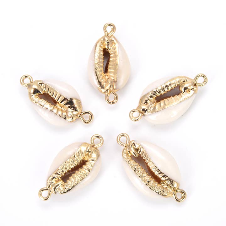 Cowrie Shell Sea Shell 18K Gold Filled Charm Connector CN231 for wholesale by Beads Creation