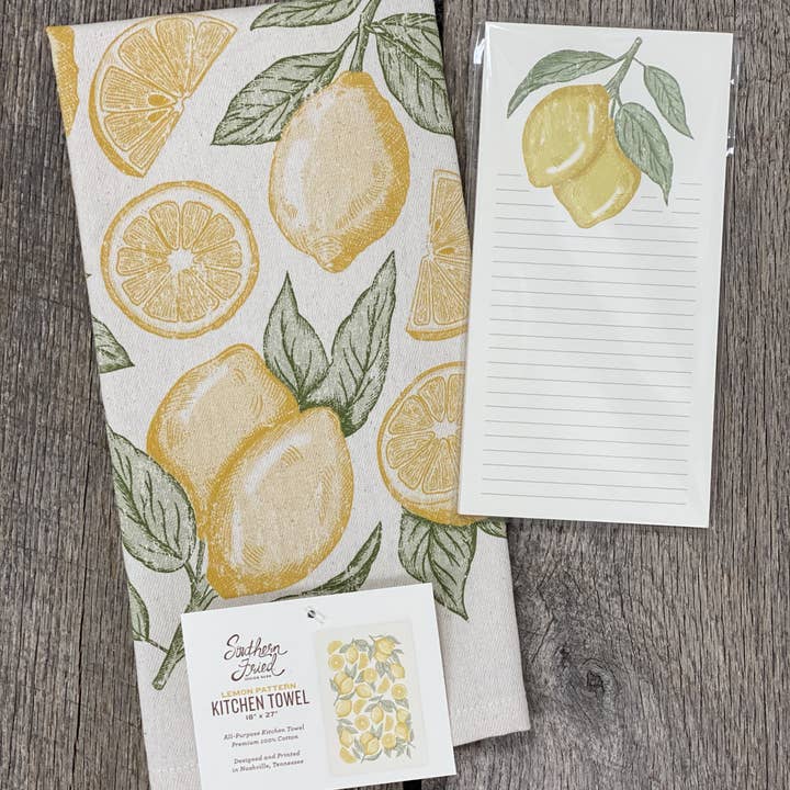 SOUTHERN FRIED DESIGN BARN - Wholesale Tea Towel - Lemon Pattern - Kitchen Towel
