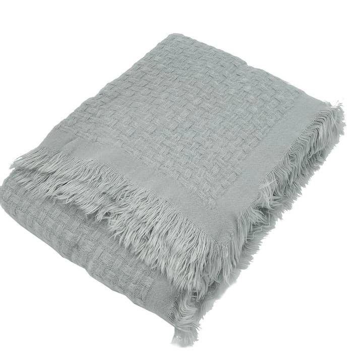 Fennco Styles - Wholesale Throw Blanket - Waffle Weave Solid 50"X60" Throw Blanket with Fringe22