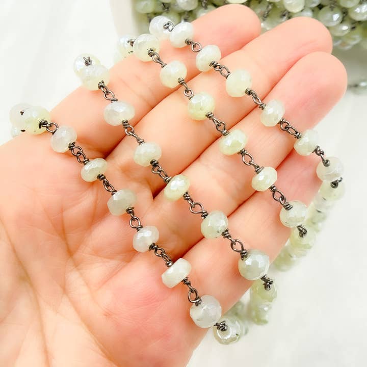 Coated Prehnite Oxidized Wire Chain. CPR6 for wholesale by Tresor Jewelry Inc.