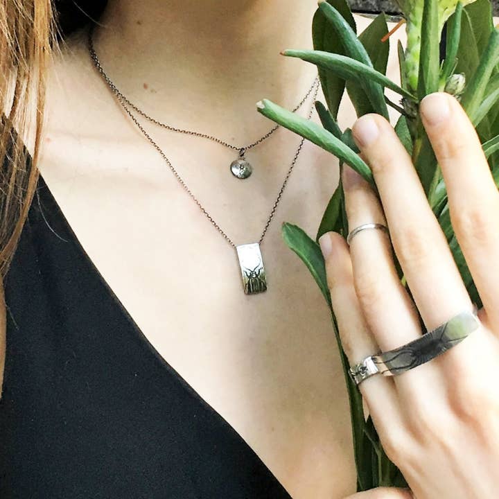 Handmade Sterling Silver Beetle Insect Necklace for wholesale by Metal Cloth & Wood