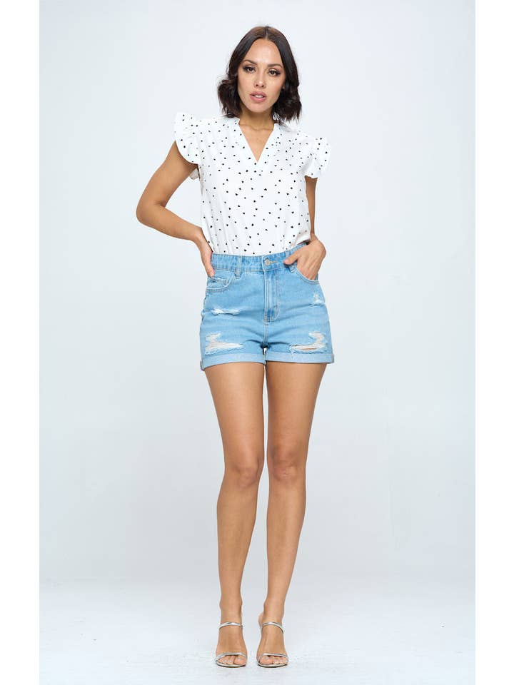 BLUE AGE - Wholesale Shorts - Women's - STRITCH HIGH RISE SOLID HEM DENIM SHORTS8