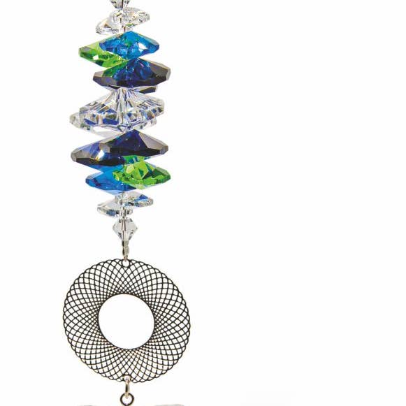 Austrian Crystal Suncatcher, Multi -faceted with Chunky Heart Crystal with Circular Link for wholesale by Byzantium Collection Ltd
