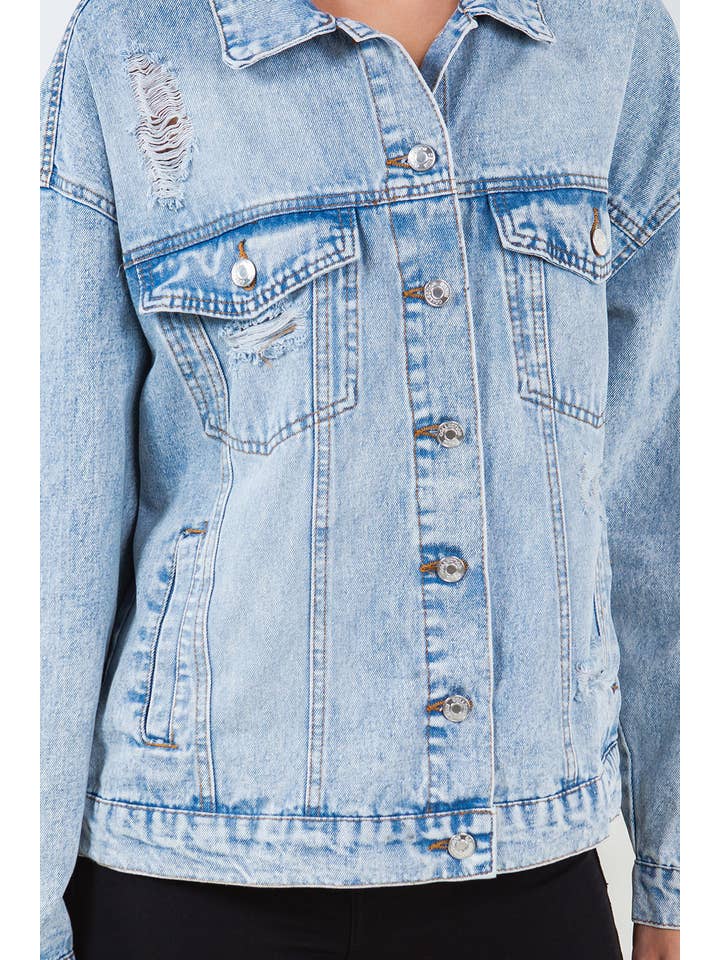 LT WASH Relaxed Denim Jacket, Oversized Denim Jacket for wholesale on Faire
