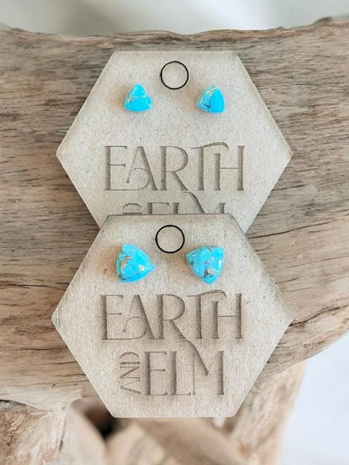 Turquoise Trillion Gemstone Studs for wholesale by Earth & Elm