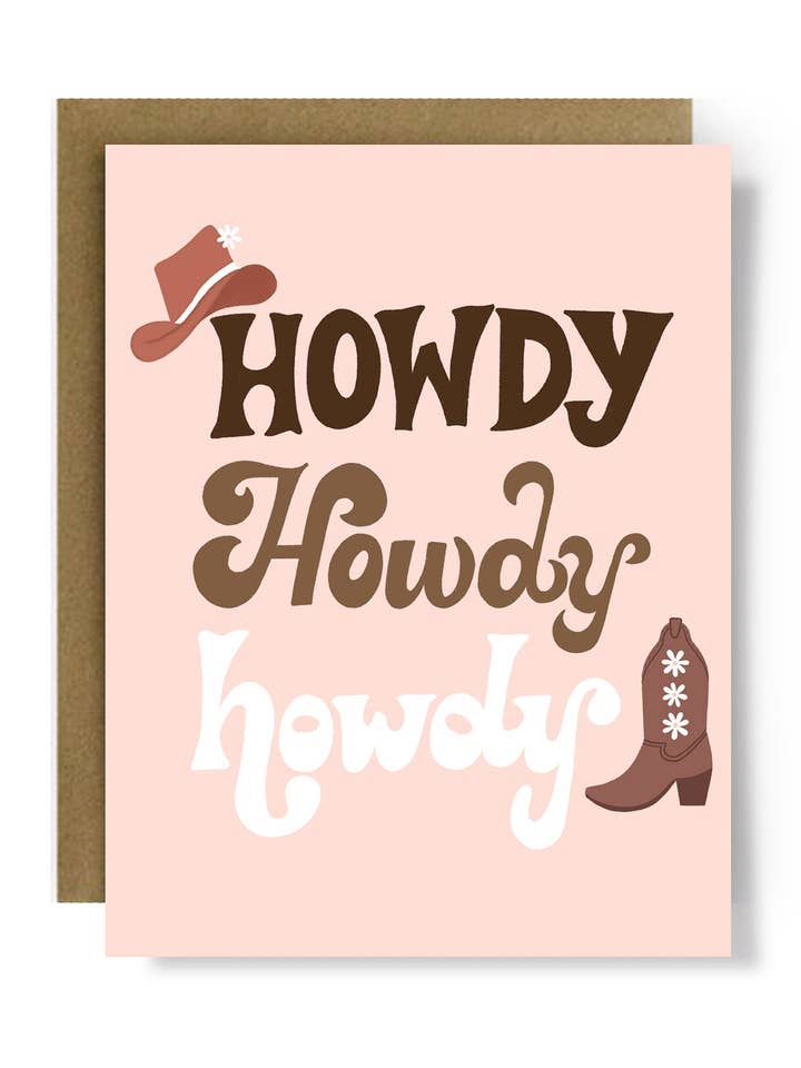 Howdy Hand-Lettered Thinking of You Greeting Card for wholesale by StephKay Designs