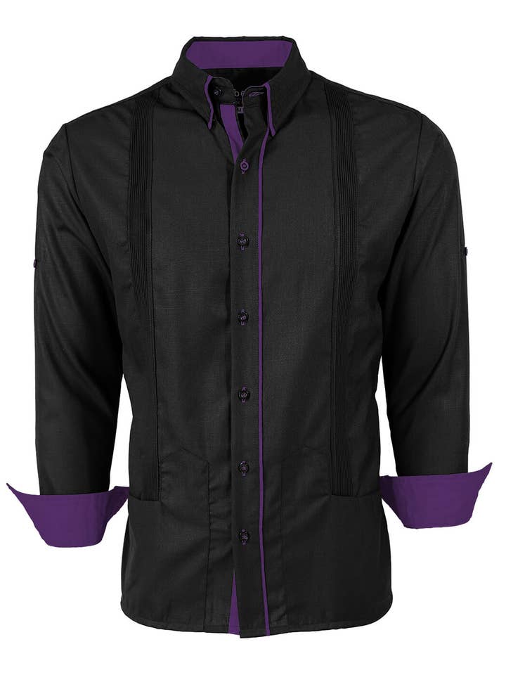 Y.A.Bera Clothing Modern Guayaberas - Wholesale Button Down Shirt - Men's - Couture Black Clásico Norteña Guayabera9