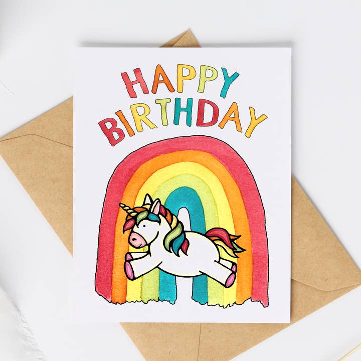 Cute Little Card: Happy Birthday Unicorn for wholesale by Sarah Angst Art