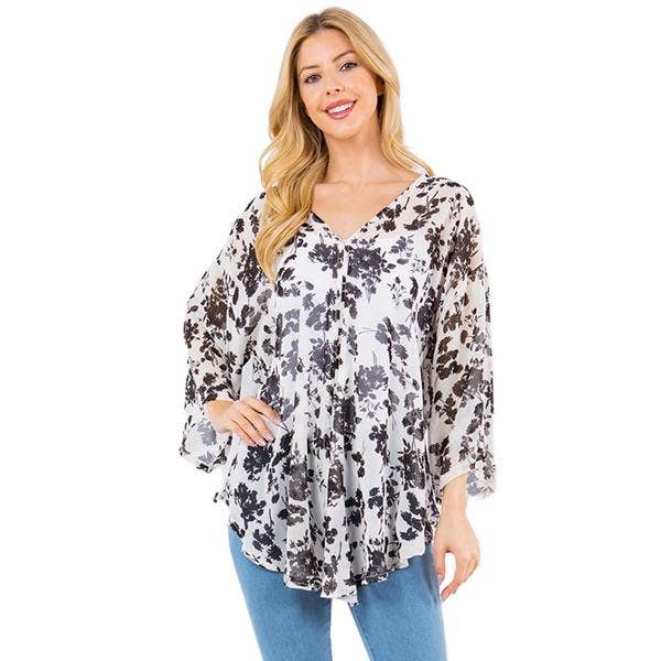 The Magic Scarf Company - Wholesale Poncho - Women's - 3779 - V-Neck Poncho with Sleeves1