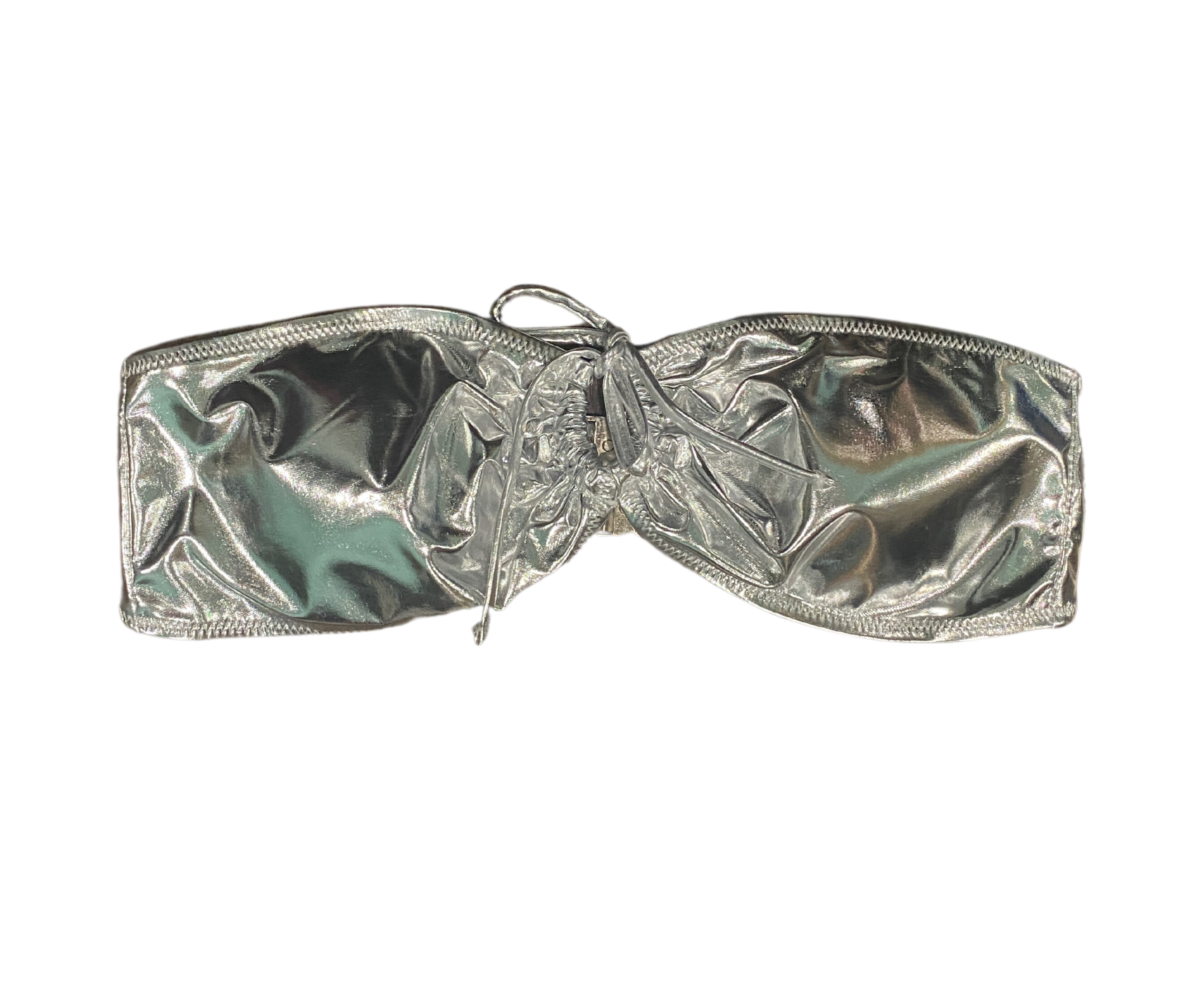 Rebel Reid - Wholesale Two Piece Swimsuit - Women's - Silver Metallic Bandeau Bikini Set (Top+Bottom)1