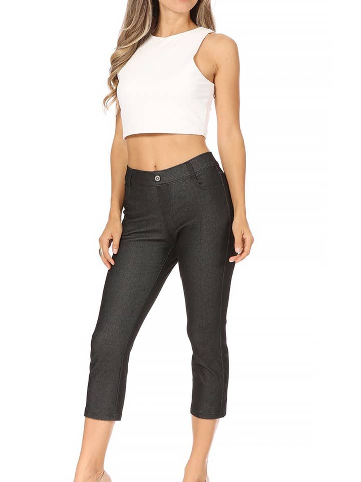 MOA COLLECTION - Wholesale Pants - Women's - Women's Casual Comfy Slim Pocket Jeggings Jeans Capri Pants0