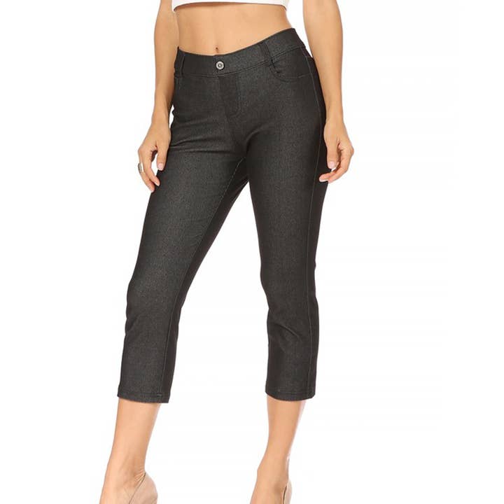 MOA COLLECTION - Wholesale Pants - Women's - Women's Casual Comfy Slim Pocket Jeggings Jeans Capri Pants