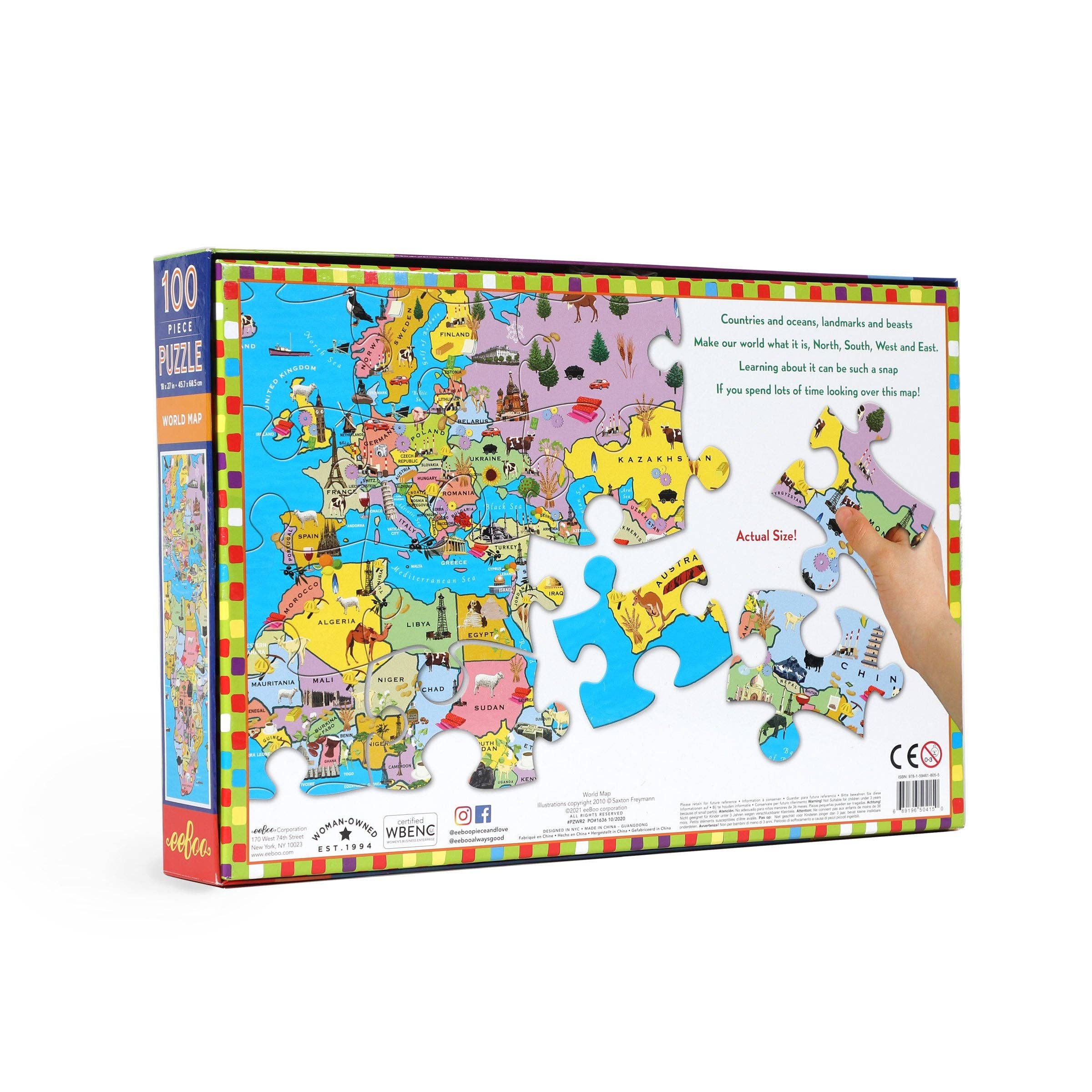 eeBoo - Wholesale Puzzle - Kids - World Map 100 Piece Puzzle1