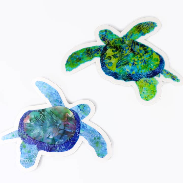 Sea Turtle Green or Blue Sticker Premium Vinyl for wholesale by Kathy's Impressions