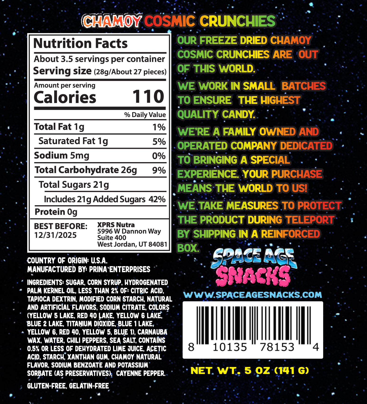 Space Age Snacks - Wholesale Hard Candy - Freeze Dried Chamoy Cosmic Crunchies (5 Ounce)4
