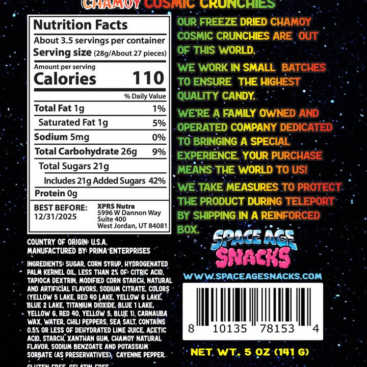 Space Age Snacks - Wholesale Hard Candy - Freeze Dried Chamoy Cosmic Crunchies (5 Ounce)4