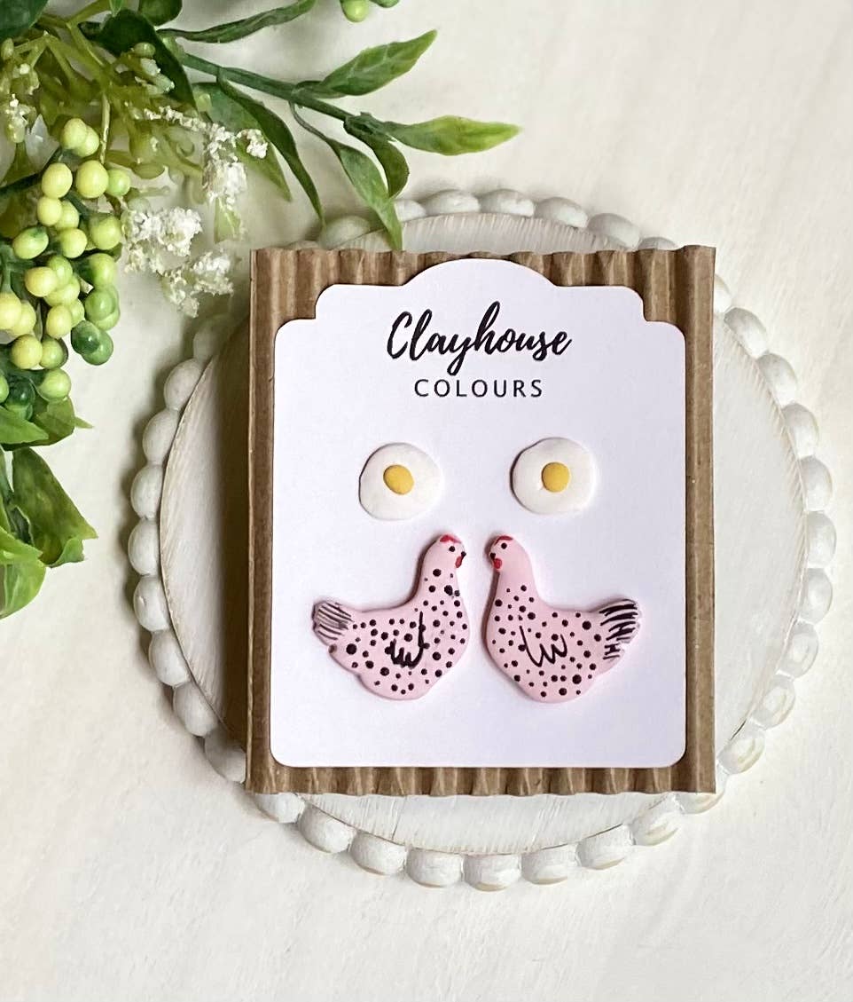 Clayhouse Colours - Wholesale Stud/Post Earrings - Chicken & Eggs Stud Earrings2