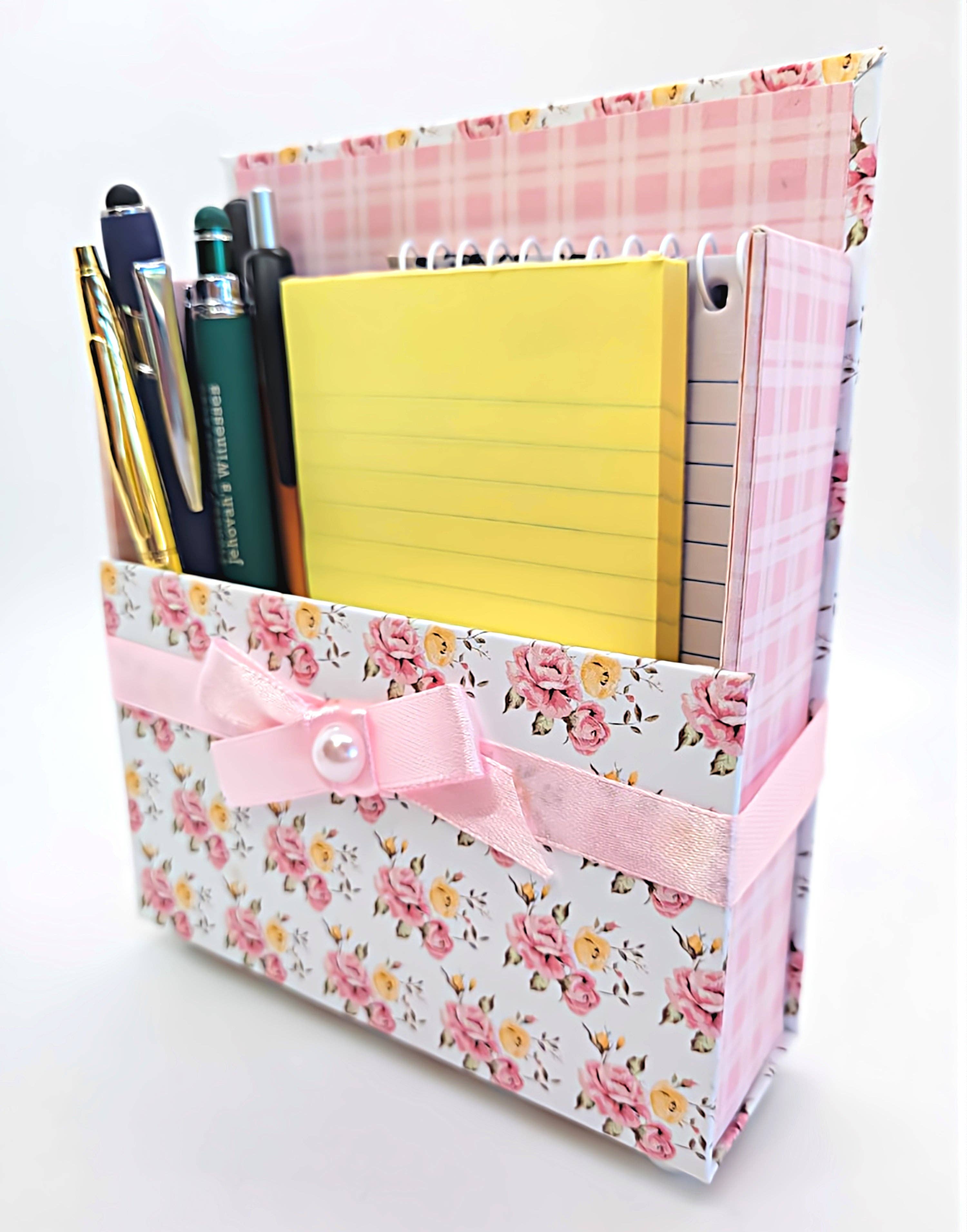 Chic Brico - Wholesale Stationery/Notecard Set - 42-Pc Stationery Gift Box Set w/Desk Organizer, Pink Roses6
