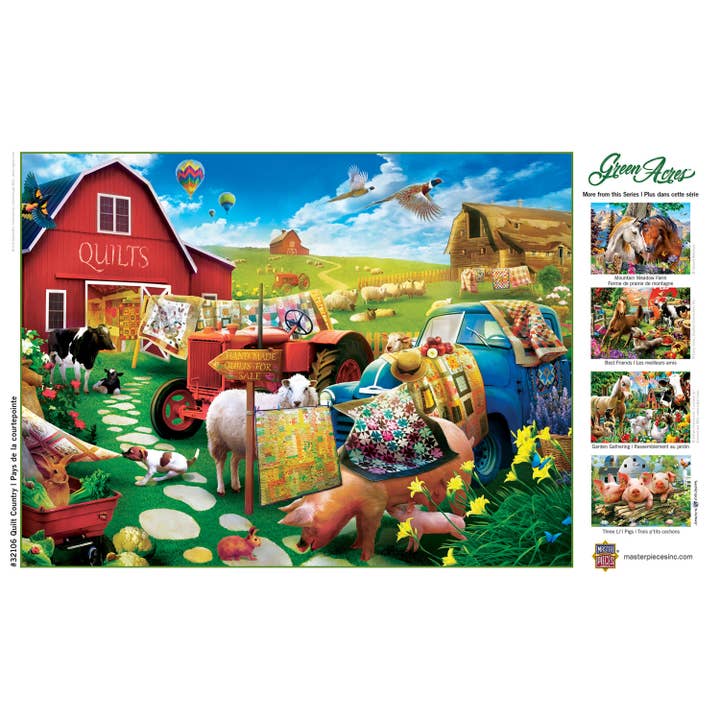 Masterpieces Puzzles - Wholesale Puzzle - Adult - Green Acres - Quilt Country 300 Piece EZ Grip Puzzle