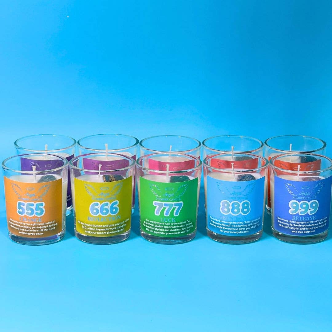 Gypsy Soul - Vente Bougie en bocal - Bougie Lotion Numéro d'Ange avec Pendentif Ange Pierre Précieuse Aile1