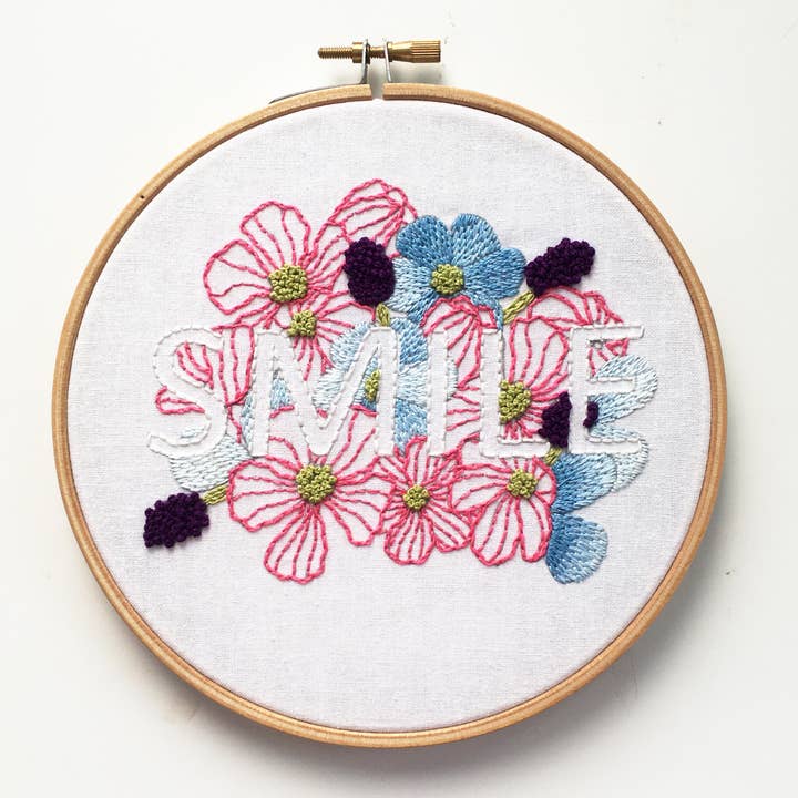 Tecido Bordado Floral - Smile por atacado de Cinnamon Stitching