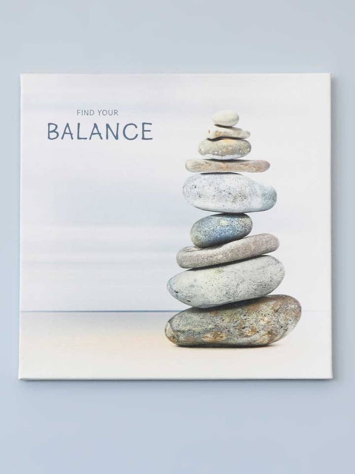 Find Your Balance Zen Cairn Stacked Rocks Canvas Print Wall Art for wholesale by Buddha Groove